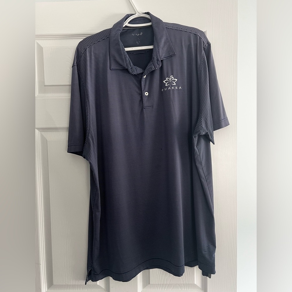 Johnnie O Blue Striped Puakea Golf Course Polo